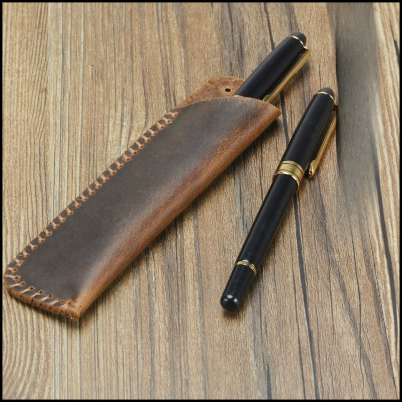 Wholesale Genuine Leather Personalized Retro Pure Handmade First Layer Cowhide Pen Holder